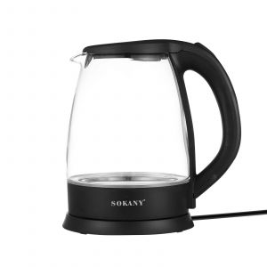 Bouilloire &Eacute;lectrique 1500w En Verre 2l Avec Socle Rotatif 360&deg; Sokany Noir
