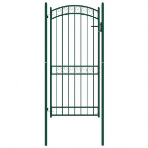 VidaXL Portail de clôture avec dessus arqué Acier 100x200 cm Vert