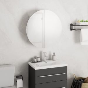 VidaXL Armoire de salle de bain miroir rond et LED Blanc 40x40x17,5 cm