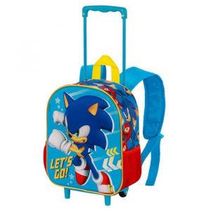 Karactermania Sonic The Hedgehog - SEGA Go-Sac à dos 3D à Roulettes Petit, Bleu, 26 x 34 cm, Capacité 7 L
