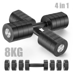Merach - Haltère Musculation Réglable 4-en-1, Lot de 2 Poids de 1 à 4 kg, à Domicile ou en Salle De Sport, pour Hommes et Femmes, Noir