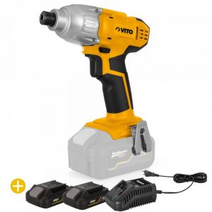 Vito Pro-Power Perceuse Visseuse à percussion 20V sans fil Lithium Ion VITO EGO LI 180Nm + 2 Batteries 2AH + Chargeur Rapide