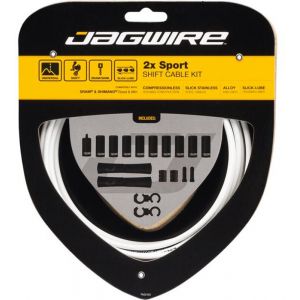 Jagwire 2X Sport Shift Kit Gaines et câbles de dérailleur Adulte Unisexe, Blanc, Taille Unique