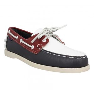 Sebago Chaussures Portland Spinnaker cuir Homme Bleu Blanc Rouge Multicolor - Taille 39,40,41,42,43,44,45,41 1/2,43 1/2,44 1/2