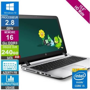 HP ProBook 450 G3 15" Core i5 2.3 GHz - SSD 240 Go - 16 Go AZERTY - Français - Reconditionné