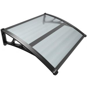 VOUNOT Auvent de Porte d'entrée Toit Marquise en Polycarbonate Porte Résistante Toit Abri Protection Contre La Pluie et UV 100x80cm Anthracite