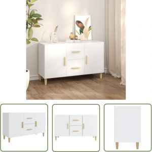 The Living Store Buffet blanc 100x36x60 cm bois d'ing&eacute;nierie - Buffet - Meuble De Rangement - Commode - Mobilier - D&eacute;coration Int&eacute;rieure