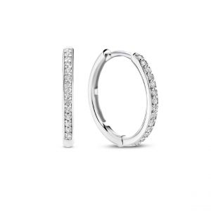 Ti sento Boucles D'Oreilles - 7959ZI Argent Rhodié Créoles Et Pavage