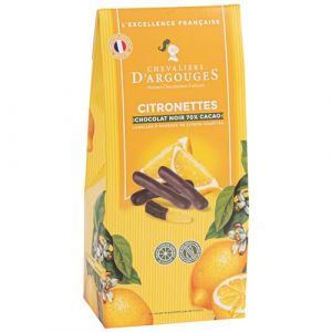 CHEVALIERS D'ARGOUGES Maîtres Chocolatiers Français - Citronettes enrobées chocolat noir 70% - Étui dégustation 150g