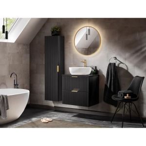 AC-Déco Ensembles salle de bain - Ensemble meuble vasque à poser 60 cm + 2 éléments - Georgia Black Noir