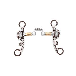 Mors western snaffle pour cheval en fer noir à rouleaux de cuivre tiges travaillées Pool's