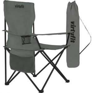VirtuFit Chaise de camping pliable - Chaise de plage - Sac de transport inclus - Convient pour les festivals, les campings et les plages - Accoudoirs inclus - Facile à transporter et à installer - Gris