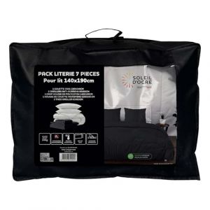 Image de Soleil d'Ocre Ensemble Couette et Parure 7 Pièces Boheme Noir pour lit en 140x190 cm