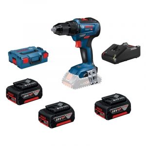 Bosch Perceuse visseuse gsr 18v-55 - avec 3 batteries 18V 4Ah - chargeur - coffret l-boxx - 0615990L8B