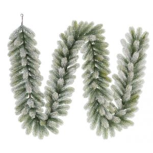 Boîte noire Arbres - Guirlande Nigata - Branches enneigées réalistes - 270 x 20 cm - PE - Vert/Blanc