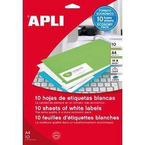 Image de APLI 12927 étiquettes multiusages blanches 25.4x10 mm coins arrondis - Poch 10 pl. A4