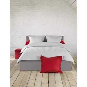 De Witte Lietaer Parure Zygo Housse de Couette + 2 Taies d'Oreiller avec Volant Coton Peigné Gris Clair 200 x 220 cm