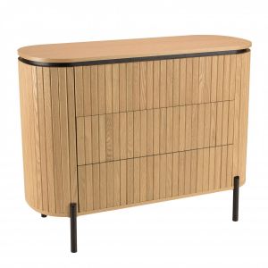 Macabane CHARLIE - Buffet marron 3 tiroirs style rétro Pin pieds métal noir - Marron