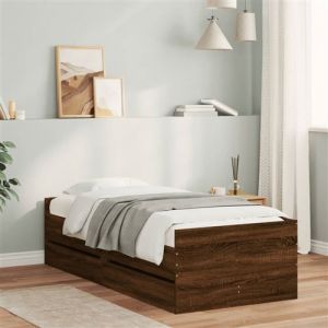 VidaXL Cadre de lit avec tiroirs chêne marron 90x190 cm