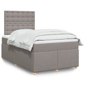 VidaXL Sommier &agrave; lattes de lit avec matelas Taupe 120x200 cm Tissu, lit, lit &agrave; plate-forme, lit &agrave; panneaux, meuble de chambre &agrave; coucher, canap&eacute;-lit