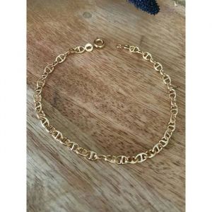 Bracelet Maille Marine - Bijouxia - 19cm - Plaqu&eacute; Or 18 Carats - Maillons Altern&eacute;s - Qualit&eacute; Bijouterie