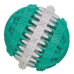Nobby Dental Fun Balle en Caoutchouc Solide pour Chien Turquoise/Blanc 6 cm