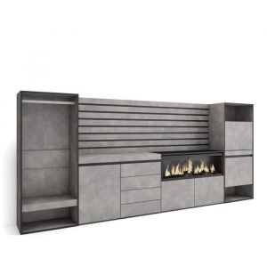 Buffet, Bahut - Meuble de Rangement - 334x35x145cm - Chambre à coucher, pièce - Cheminée électrique xxl - Commode, Buffet - Meuble à Chaussures