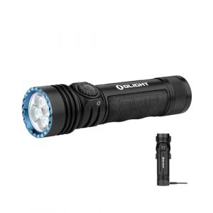OLIGHT Seeker 4 Pro LED Rechargeable Lampe de Poche 4600 Lumens Portée 260 Mètres Ultra Puissante Militaire 5 Mode d'éclairage IPX8 Étanche Flashlight pour Sauvetage etc (Noir NW)