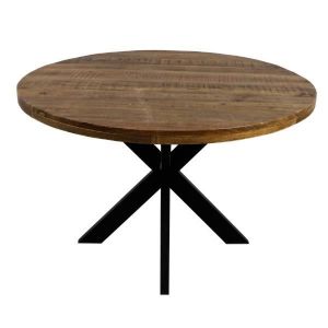 Hsm Table &agrave; manger ronde 150 cm en manguier recycl&eacute; et m&eacute;tal - BERGAL