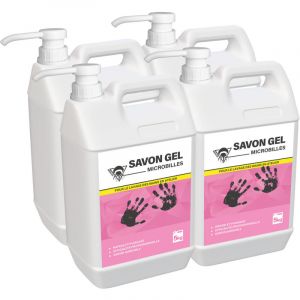 M&eacute;duze - 4 gels mains microbilles sans solvant 5 kg - Avec pompe doseuse - Lavage approfondi - Professionnel