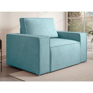 Fauteuil en velours côtelé bleu turquoise AMELIA