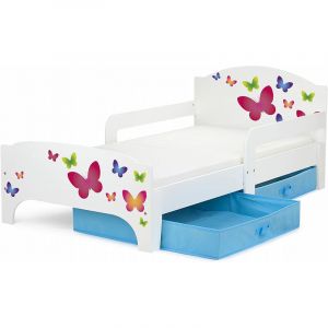 Image de Leomark Moderne Lit d'Enfant Smart en bois avec un matelas Papillons