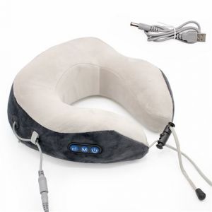 FISHTEC - Masseur warm vibration - Vibration 2 niveaux - chauffant - tissu polaire - Mousse à mémoire de forme - Cordon de serrage - Tissu doux avec touché solaire - Détend muscle - Confortable