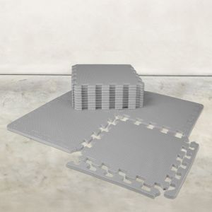 Tapis de sol puzzle pour fitness ou jeu enfant, antidérapant - 18 pièces - Gris - Vivezen
