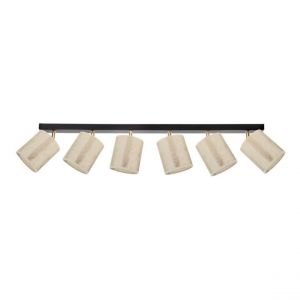 Plafonnier Métal Noir Métal Doré Abat-jour en Tissu Ora