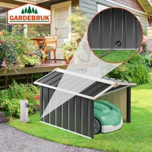 Robot tondeuse Garage avec toit en selle 86x100x63cm anthracite