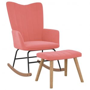 Image de VidaXL Chaise ? bascule avec repose-pied Rose Velours