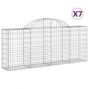 VidaXL Paniers &agrave; gabions arqu&eacute;s 7 pcs 200x30x80/100 cm Fer galvanis&eacute; - N/A