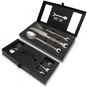 MikaMax &ndash; No. 10 Wrenchware Set &ndash; Jeu de Cl&eacute; &ndash; Num&eacute;ro de Cl&eacute; 10 &ndash; Couvert de Camping - Couteau, Fourchette et Cuill&egrave;re &ndash; Acier Inoxydable &ndash; 25,5x13x3,5 cm &ndash; Tool Set &ndash; Camping Gadgets