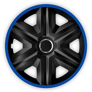 Image de Enjoliveurs de roues FAST LUX noir- bleu 14" lot de 4 pièces