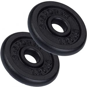 ScSPORTS Jeu de Disques d'Entraînement - 2,5 kg, Plaques 2 x 1,25 kg, 30/31 mm, en Fonte, Noir - Set de Disques de Poids, Plaques pour Haltères, Fitness, Musculation à Domicile, Gym