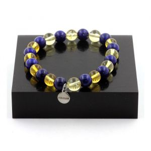 Bracelet Perles Lapis Lazuli + Citrine 8 mm - A Bijoux