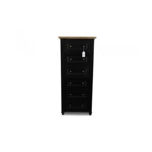 Semainier Chiffonnier 6 Tiroirs Bois Noir 61x49x138cm - Bois-MDF - Noir