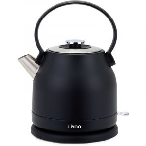 Livoo Bouilloire rétro 1,5L DOD202C – 1850-2200W, acier inoxydable, rotation 360°, résistance cachée