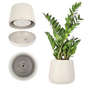 KADAX Pot de Fleurs en Plastique Ř 13-23 cm 4 Couleurs Ovale avec Dessous de Verre Inclus dans Le kit Pot de Fleurs