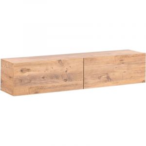 Beliani Meuble tv Mural Minimaliste Etag&egrave;re de Rangement Multim&eacute;dia 140 cm en Panneau Particules de Bois Marron Gladstone