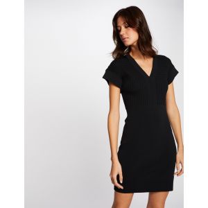 Image de Morgan Robe pull droite manches courtes noir femme - Couleur NOIR - Taille M
