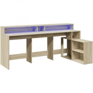 VidaXL Bureau avec lumières led chêne sonoma bois d'ingénierie