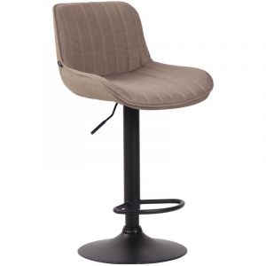 CLP Tabouret de bar Lentini en Tissu avec Piètement trompette en Métal taupe Métal noir mat