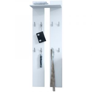 Vladon Vestiaire Garderobe Portemanteaux 170 - haute brillance et tons naturels - Blanc mat - Blanc mat